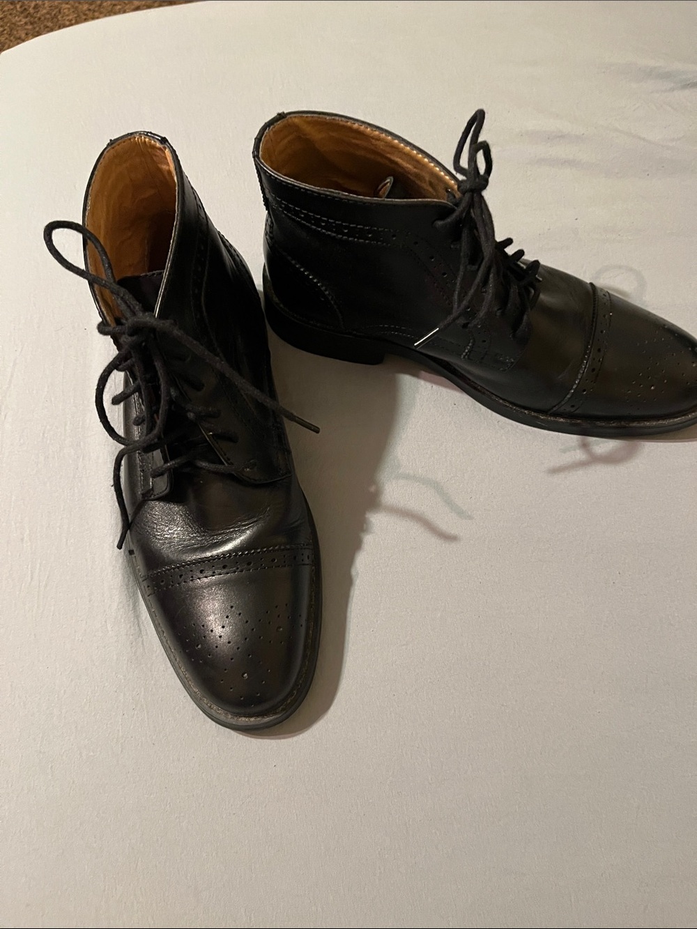 Men's Black Leather Chukka Boot with Brogue Cap Toe